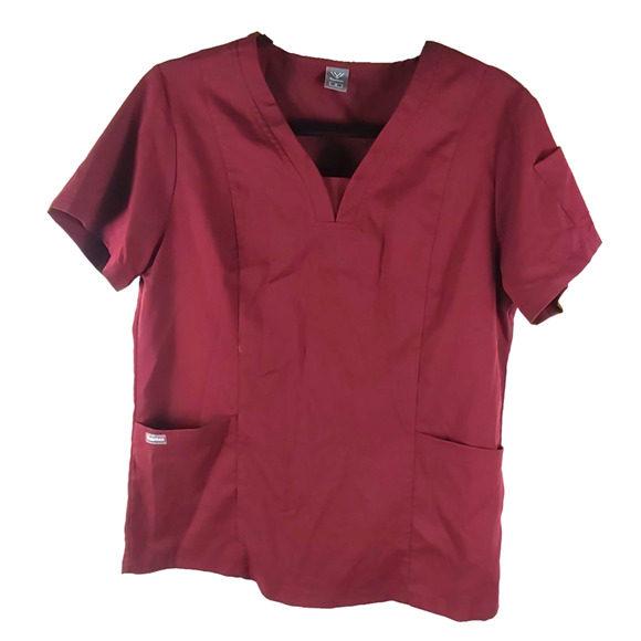 Niaahinn Women's Scrub Top Burgundy Red Maroon Size Small Medical Nursing - Picture 1 of 6